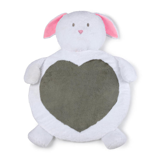 Baby Play Mat Bunny | Plush Newborn Tummy Time Play Mat | Play Mat for Baby | Ultra Soft and Cozy Stuffed Animal Floor Cushion for Toddler | Size 32x26in | Grey Bunny Rabbit