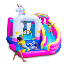 Load image into Gallery viewer, Inflatable Unicorn Themed Bounce House with Water Slide