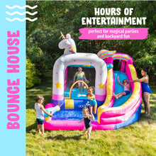 Load image into Gallery viewer, Inflatable Unicorn Themed Bounce House with Water Slide