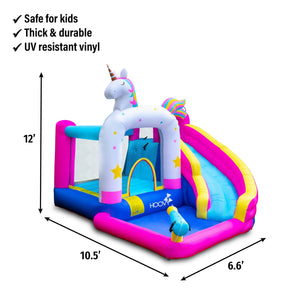 Inflatable Unicorn Themed Bounce House with Water Slide